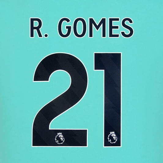 2025 2026 WOLVES AWAY BLACK R GOMES 21 OFFICIAL PLAYER SIZE NAMESET