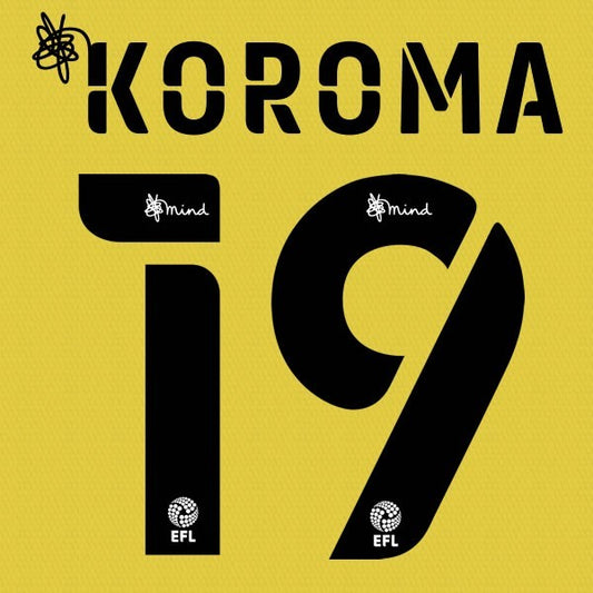 HUDDERSFIELD 2020 2021 OFFICIAL KOROMA 19 3RD PLAYER SIZE NAME SET