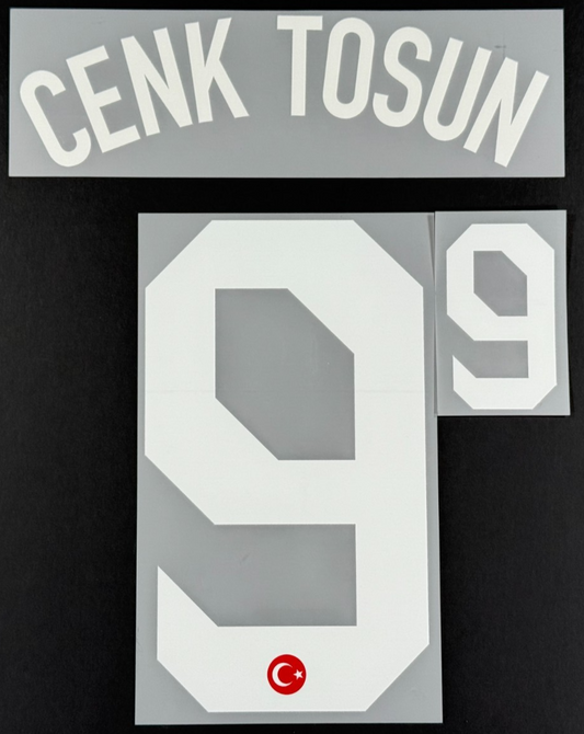 TURKEY 2020-2021 OFFICIAL CENK TOSUN 9 HOME WHITE PLAYER SIZE NAME SET
