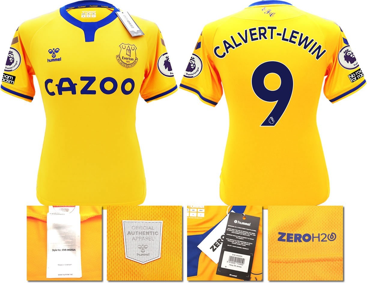 BNWT 2020 2021 HUMMEL EVERTON AWAY SHIRT MEN'S CALVERT-LEWIN 9 + PATCHES