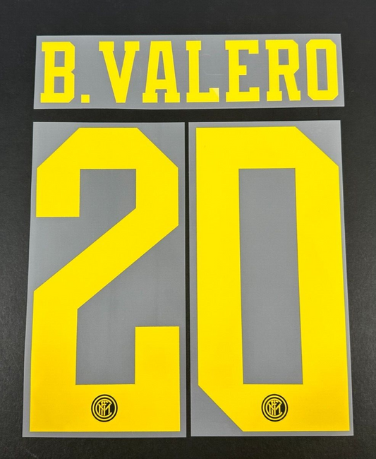 INTER MILAN THIRD 2019 - 2020 OFFICIAL B. VALERO 20 PLAYER SIZE NAMESET