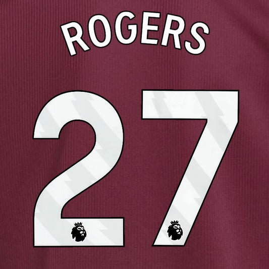 2024 2025 ASTON VILLA ROGERS 27 OFFICIAL WHITE HOME PLAYER SIZE NAMESET