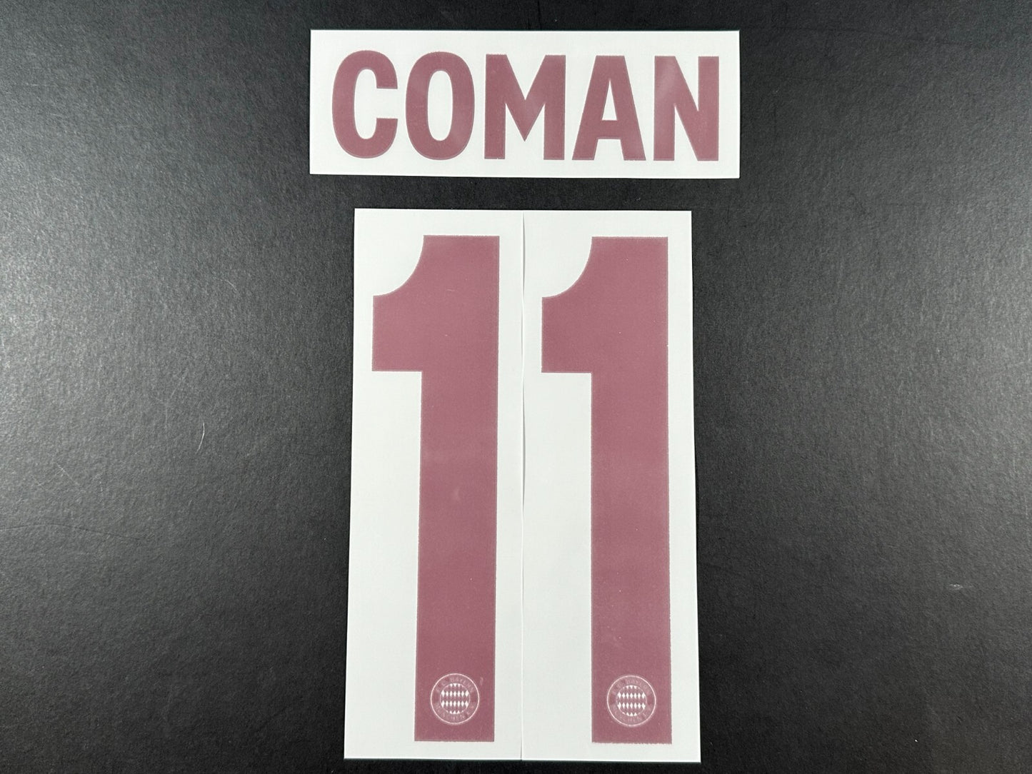 2024 2025 OFFICIAL BAYERN COMAN 11 THIRD 3RD UCL RED PLAYER SIZE NAMESET