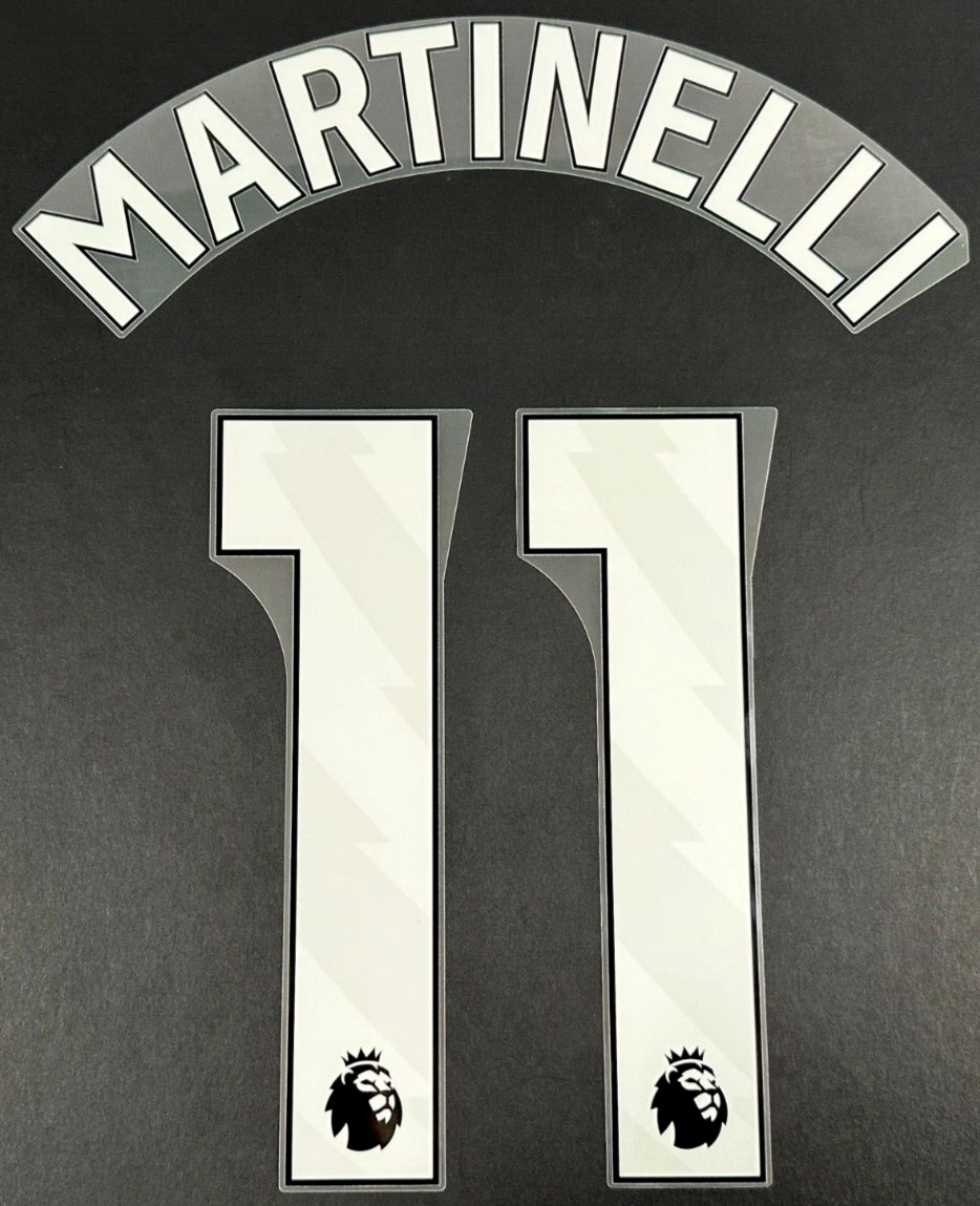ARSENAL 2023/24 MARTINELLI 11 OFFICIAL AVERY DENNISON WHITE PLAYER SIZE NAME SET