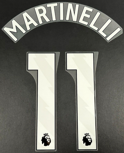 ARSENAL 2023/24 MARTINELLI 11 OFFICIAL AVERY DENNISON WHITE PLAYER SIZE NAME SET