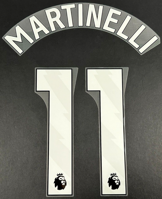 ARSENAL 2023/24 MARTINELLI 11 OFFICIAL AVERY DENNISON WHITE PLAYER SIZE NAME SET