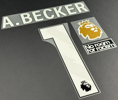 24/25 LIVERPOOL A. BECKER 1 OFFICIAL AVERY DENNISON WHITE PLAYER SIZE + PATCHES