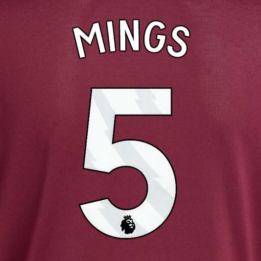 2025 2026 ASTON VILLA MINGS 5 OFFICIAL WHITE HOME PLAYER SIZE NAMESET