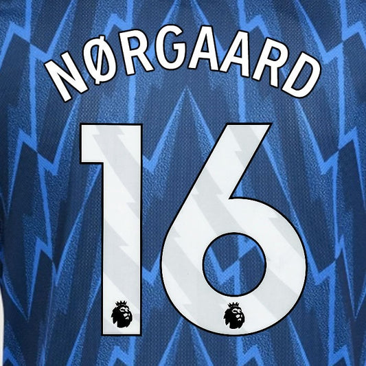 2025 2026 ARSENAL NORGAARD 16 WHITE AWAY OFFICIAL PLAYER SIZE NAMESET