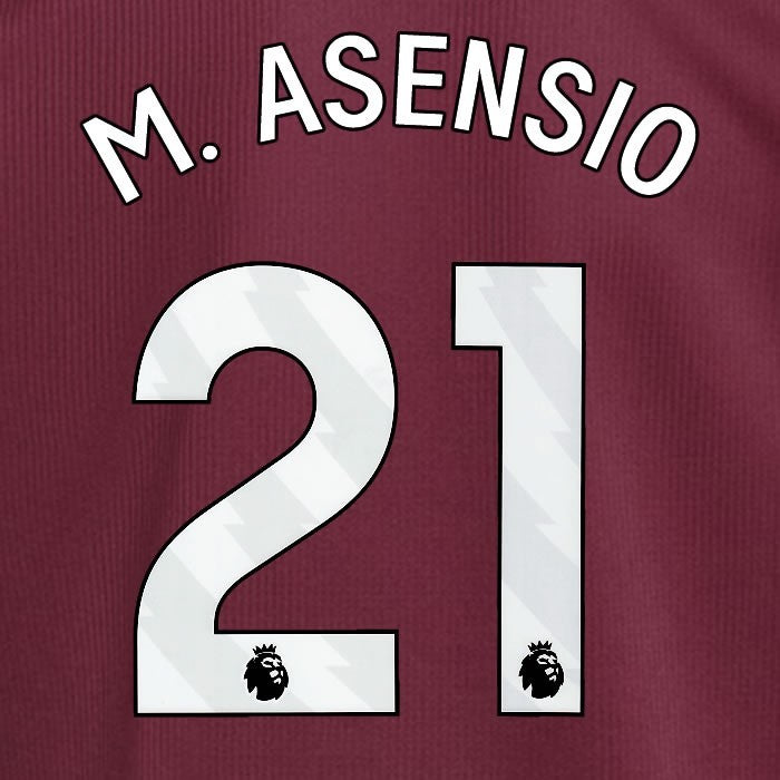 2024 2025 ASTON VILLA M. ASENSIO 21 OFFICIAL WHITE HOME PLAYER SIZE NAMESET