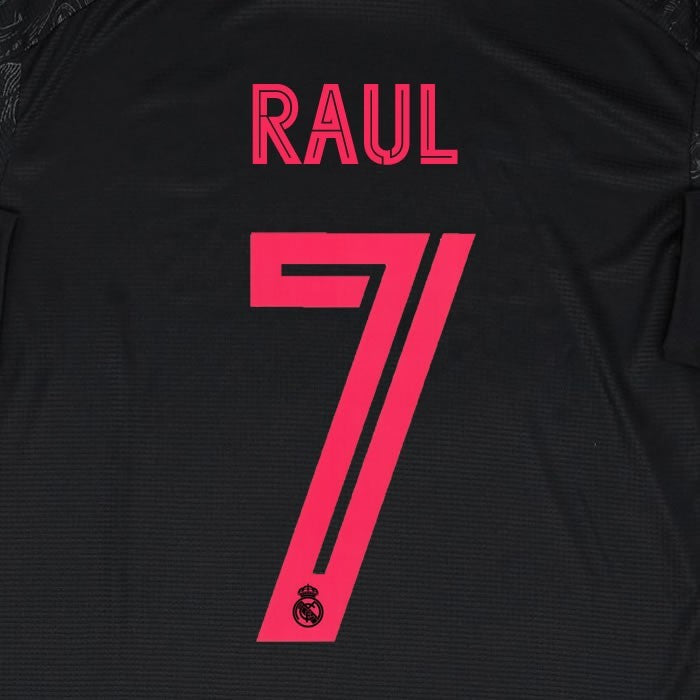 2020 2021 AVERY DENNISON REAL MADRID RAUL 7 3RD PINK PLAYER SIZE NAMESET