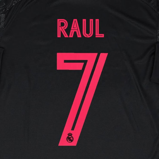 2020 2021 AVERY DENNISON REAL MADRID RAUL 7 3RD PINK PLAYER SIZE NAMESET