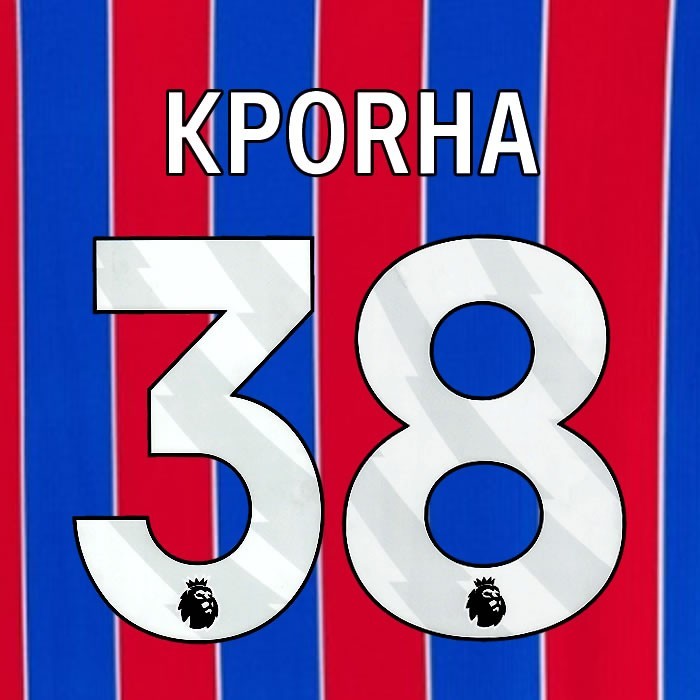 2025 2026 OFFICIAL CRYSTAL PALACE KPORHA 38 WHITE HOME PLAYER SIZE NAMESET
