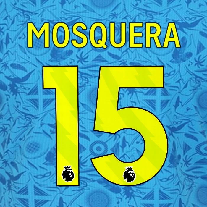 2025 2026 WOLVES 3RD YELLOW MOSQUERA 14 OFFICIAL PLAYER SIZE NAMESET