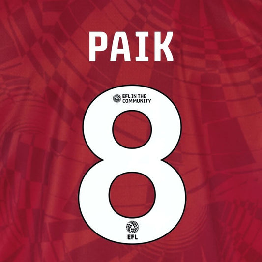 25 26 BIRMINGHAM CITY PAIK 8 OFFICIAL WHITE 3RD NAME SET 230MM