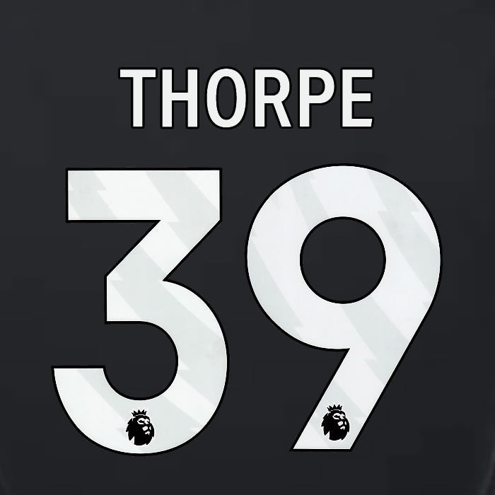 2023 2024 LUTON TOWN OFFICIAL THORPE 39 WHITE 3RD PLAYER SIZE NAMESET