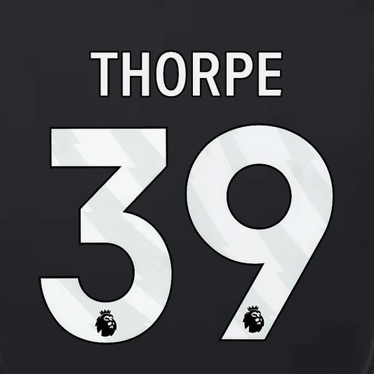 2023 2024 LUTON TOWN OFFICIAL THORPE 39 WHITE 3RD PLAYER SIZE NAMESET