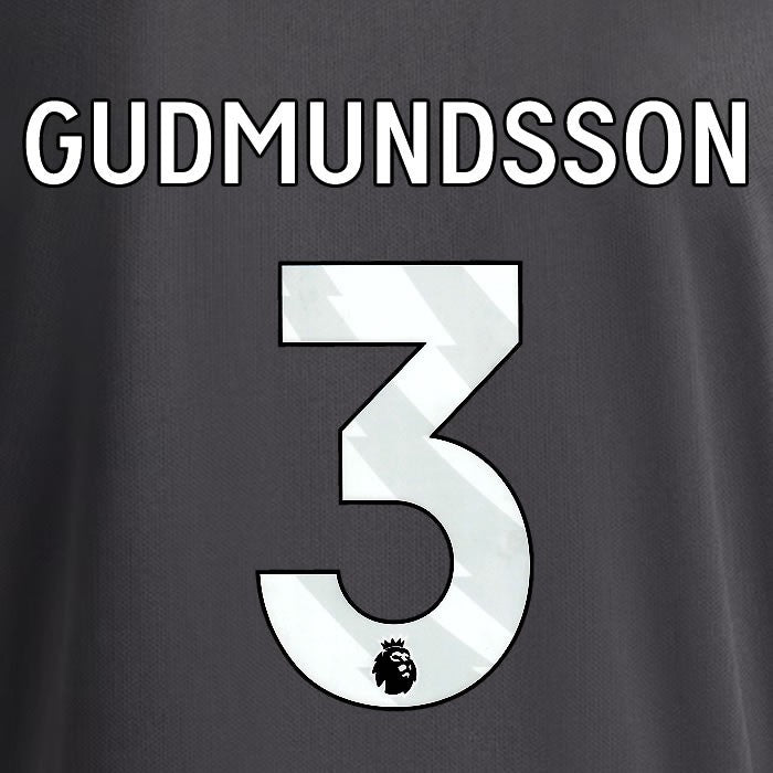 2025 2026 OFFICIAL LEEDS UNITED GUDMUNDSSON 3 WHITE 3RD PLAYER SIZE NAMESET