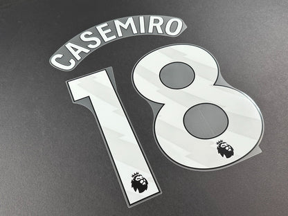 MAN UTD 2024 2025 CASEMIRO 18 OFFICIAL AVERY DENNISON WHITE PLAYER SIZE NAME SET