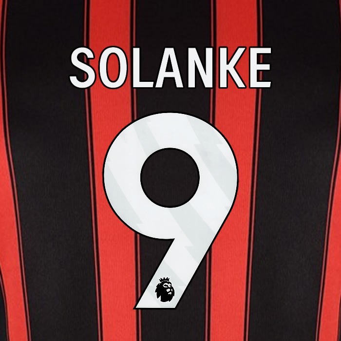 2023 2024 BOURNEMOUTH SOLANKE 9 WHITE HOME PLAYER SIZE NAME SET
