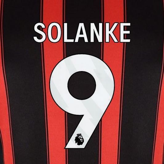 2023 2024 BOURNEMOUTH SOLANKE 9 WHITE HOME PLAYER SIZE NAME SET