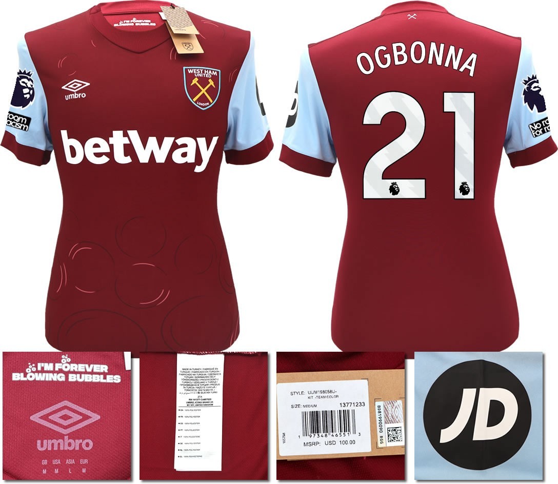 BNWT 2023 2024 UMBRO WEST HAM HOME SHIRT OGBONNA 21 + PACTHES MEN'S