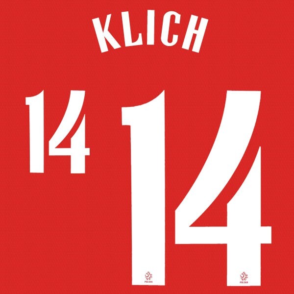 2020 2021 OFFICIAL POLAND KLICH 14 AWAY WHITE PLAYER SIZE NAMESET