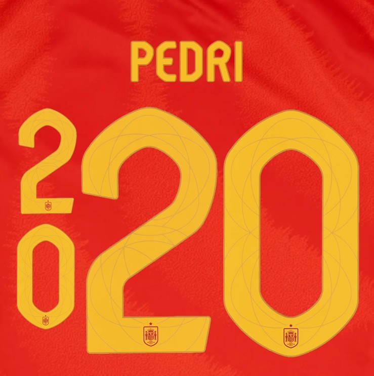 2024 2025 OFFICIAL SPAIN PEDRI 20 HOME PLAYER SIZE NAMESET