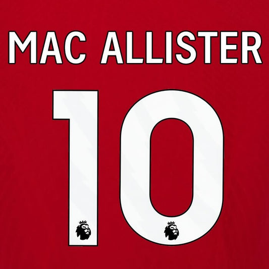 2023 2024 OFFICIAL LIVERPOOL MAC ALLISTER 10 WHITE HOME PLAYER SIZE NAMESET