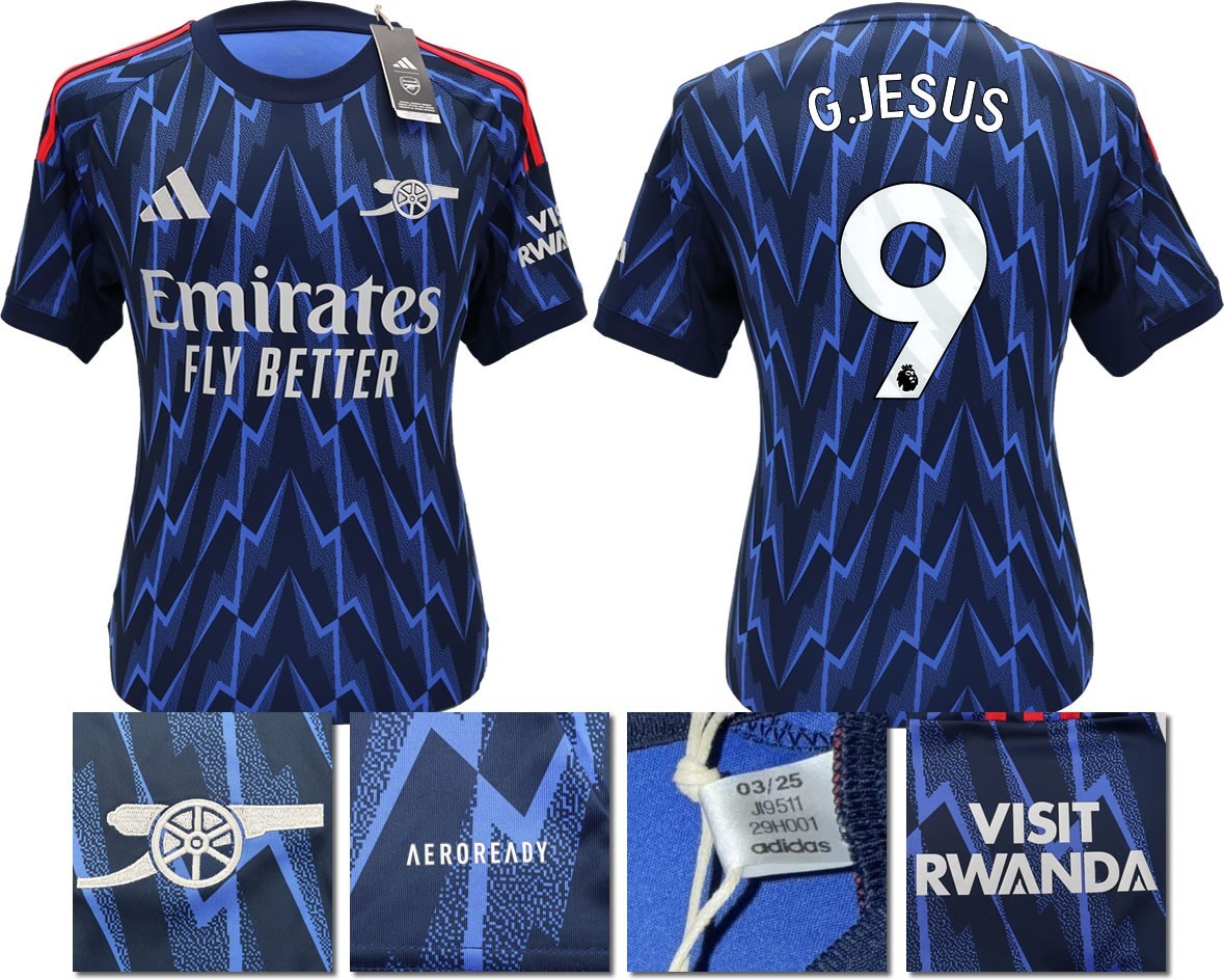 BNWT 2025/2026 ARSENAL F.C. ADIDAS AWAY SHIRT G. JESUS 9