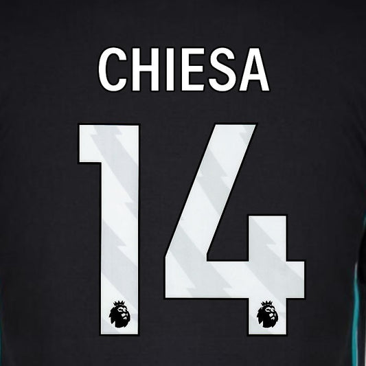 2024 2025 OFFICIAL LIVERPOOL FC CHIESA 14 WHITE AWAY PLAYER SIZE NAMESET