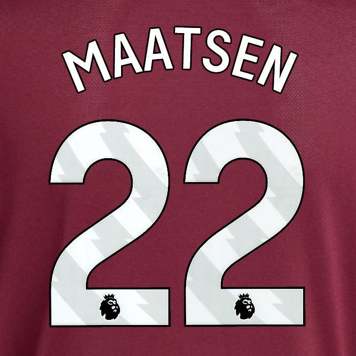 2025 2026 ASTON VILLA MAATSEN 22 OFFICIAL WHITE HOME PLAYER SIZE NAMESET
