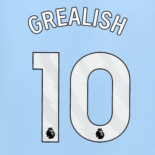 2024 2025 MANCHESTER CITY GREALISH 10 WHITE HOME PLAYER SIZE NAME SET