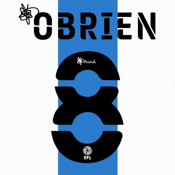 HUDDERSFIELD 2020 2021 OFFICIAL OBRIEN 8 HOME PLAYER SIZE NAME SET