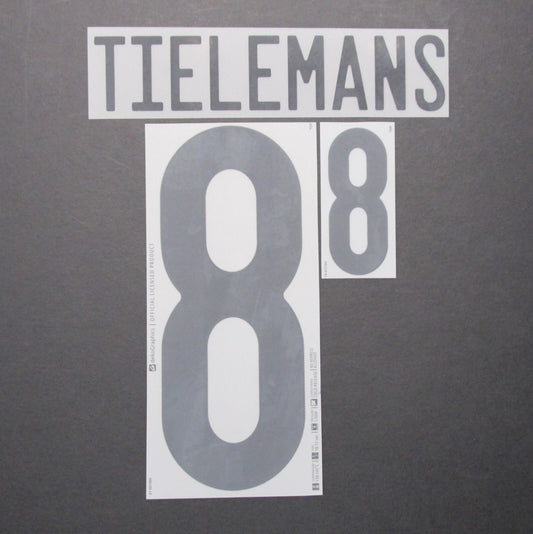BELGIUM 2020 2021 OFFICIAL TIELEMANS 8 AWAY BLACK PLAYER SIZE NAMESET