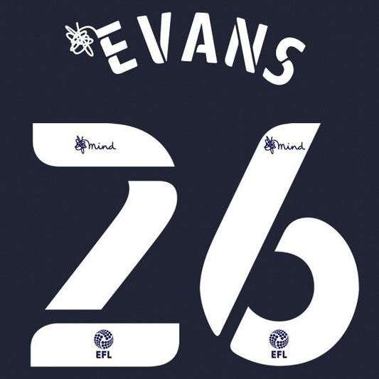 PRESTON 2020 2021 OFFICIAL EVANS 26AWAY PLAYER SIZE NAME SET