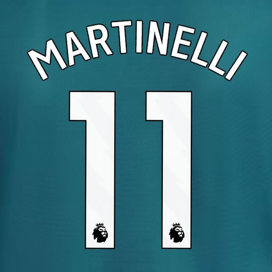 2023 2024 ARSENAL MARTINELLI 11 WHITE 3RD OFFICIAL PLAYER SIZE NAME SET