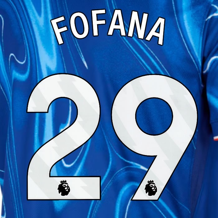 2024 2025 OFFICIAL CHELSEA FOFANA 29 WHITE HOME PLAYER SIZE NAMESET