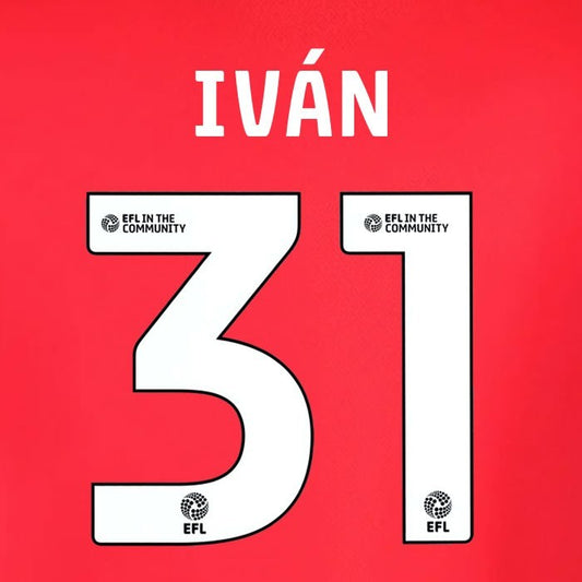 25 26  IPSWITCH TOWN IVAN 31 OFFICIAL WHITE AWAY PLAYER SIZE NAME SET 230MM