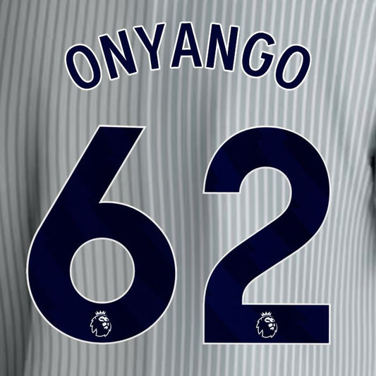 2023 2024 EVERTON ONYANGO 62 OFFICIAL BLUE 3RD PLAYER SIZE NAMESET