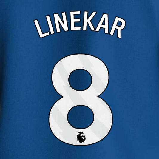 2023 2024 EVERTON LINEKAR 8 OFFICIAL WHITE HOME PLAYER SIZE NAMESET