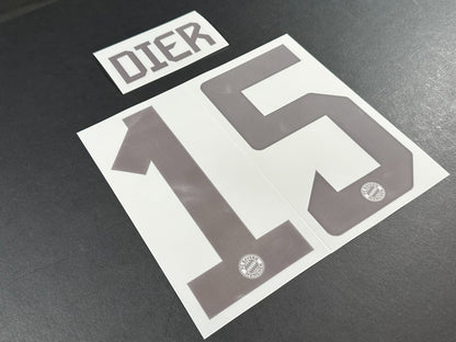 2024 2025 OFFICIAL BAYERN MUNICH DIER 15 HOME DARK RED PLAYER SIZE NAMESET