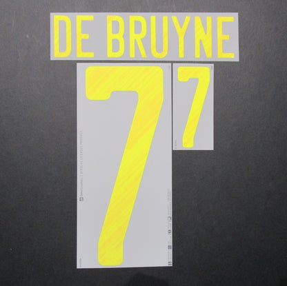BELGIUM 2020 2021 OFFICIAL DE BRUYNE 7 HOME YELLOW PLAYER SIZE NAMESET