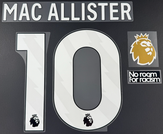 LIVERPOOL MAC ALLISTER 10 OFFICIAL AVERY DENNISON WHITE PLAYER SIZE + PATCHES