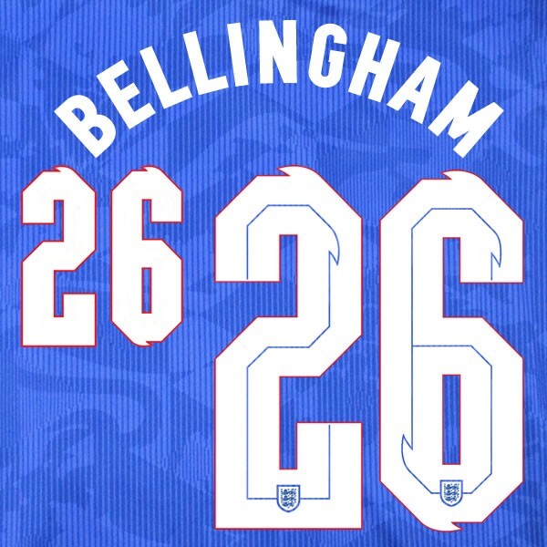 ENGLAND 2020 2021 OFFICIAL SPORTING ID BELLINGHAM 26 AWAY PLAYER NAMESET