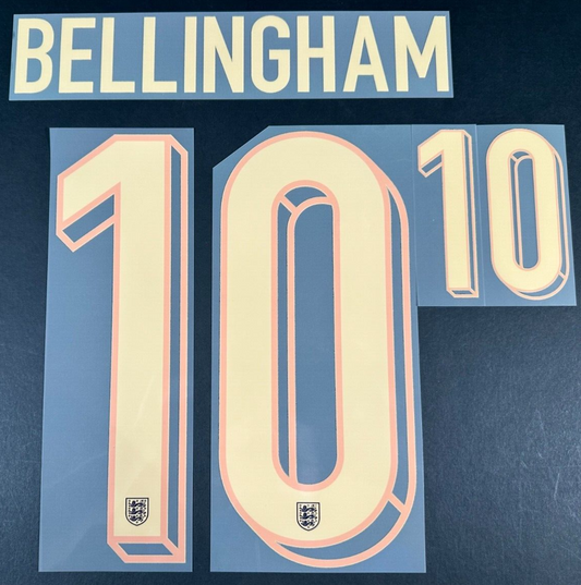 ENGLAND 2024-2025 OFFICIAL SPORTING ID BELLINGHAM 10 AWAY PLAYER SIZE NAME SET