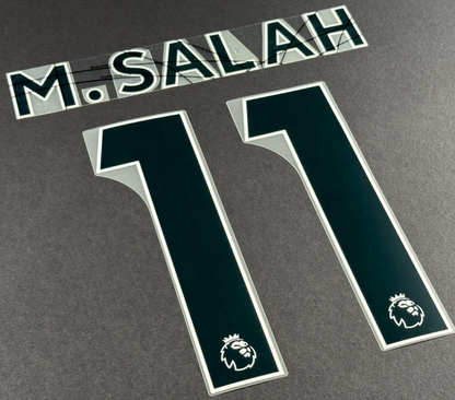 LIVERPOOL 2019 2023 M.SALAH 11 OFFICIAL AVERY DENNISON BLACK PLAYER SIZE NAMESET