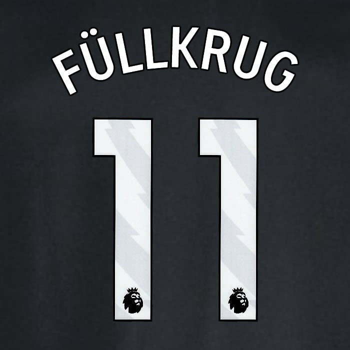 2024 2025 WEST HAM FULLKRUG 11 OFFICIAL WHITE AWAY PLAYER SIZE NAMESET