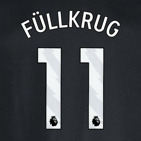 2024 2025 WEST HAM FULLKRUG 11 OFFICIAL WHITE AWAY PLAYER SIZE NAMESET