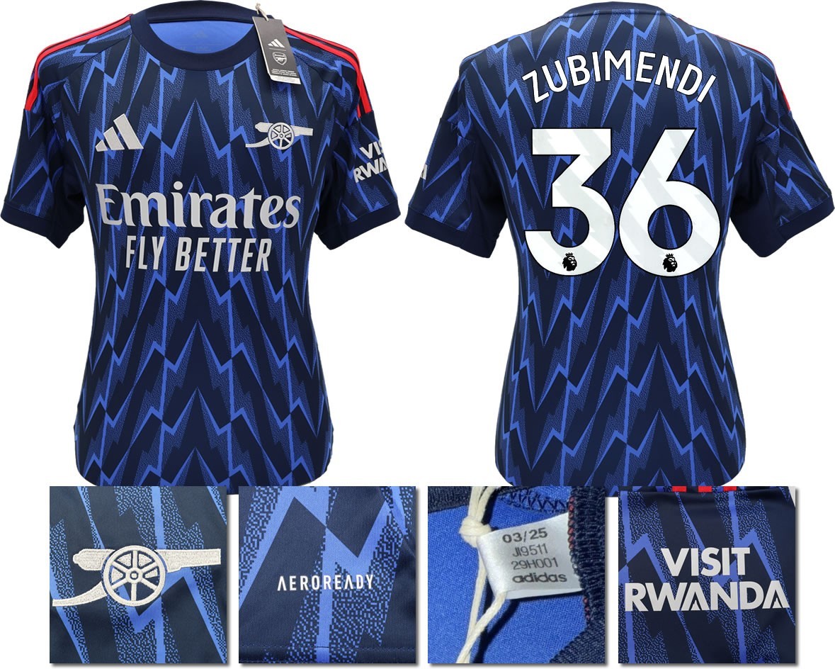 BNWT 2025/2026 ARSENAL F.C. ADIDAS AWAY SHIRT ZUBIMENDI 36
